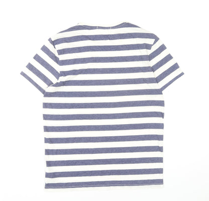 Topman Mens Blue White Striped Crew Neck T-Shirt Size M