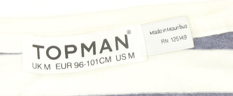 Topman Mens Blue White Striped Crew Neck T-Shirt Size M