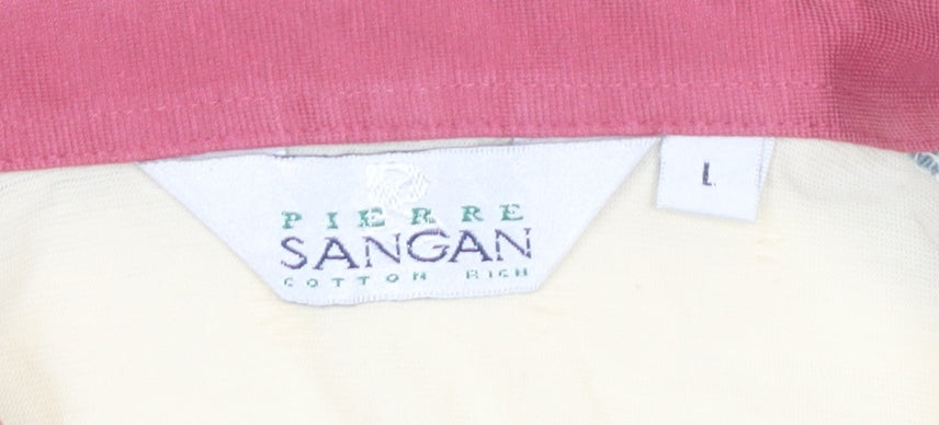 Pierre Sangan Men's Beige Colourblock Cotton Blend Polo Shirt L