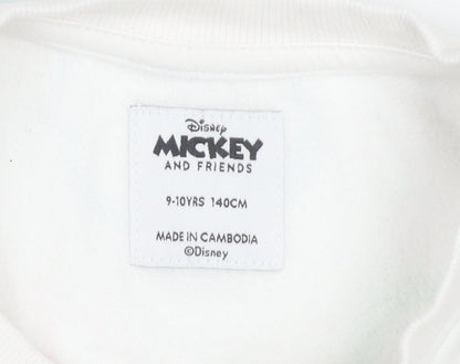 Disney Girls White Mickey Mouse Sweatshirt 9-10 Years Pullover Graphic Print