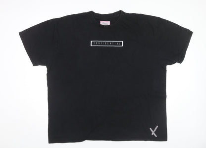 HXGHLYCLSSXFD Mens Black Cotton Graphic Print T-Shirt Size L