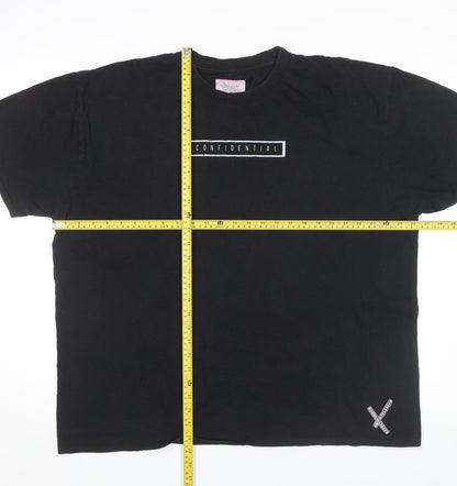 HXGHLYCLSSXFD Mens Black Cotton Graphic Print T-Shirt Size L