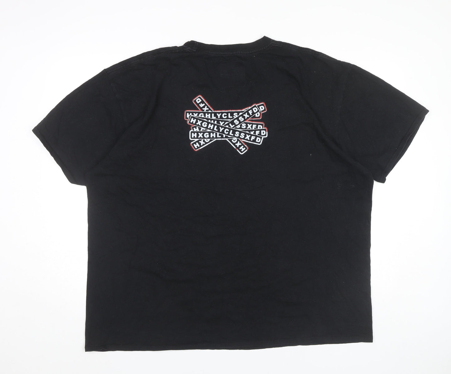 HXGHLYCLSSXFD Mens Black Cotton Graphic Print T-Shirt Size L