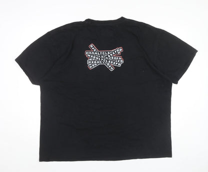 HXGHLYCLSSXFD Mens Black Cotton Graphic Print T-Shirt Size L