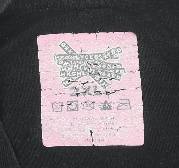 HXGHLYCLSSXFD Mens Black Cotton Graphic Print T-Shirt Size L