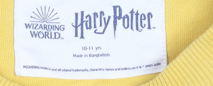 Harry Potter Boys Yellow Hufflepuff Sweatshirt 10-11Y Crew Neck Pullover