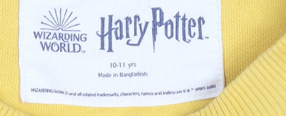 Harry Potter Boys Yellow Hufflepuff Sweatshirt 10-11Y Crew Neck Pullover