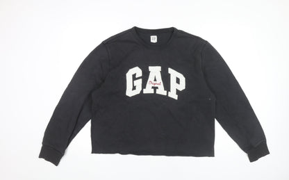 GAP Womens Black Logo Pullover Sweatshirt Size L Casual Long Sleeve