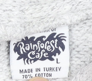 Rainforest Cafe Women’s Grey Pullover Hoodie Sweatshirt Size L