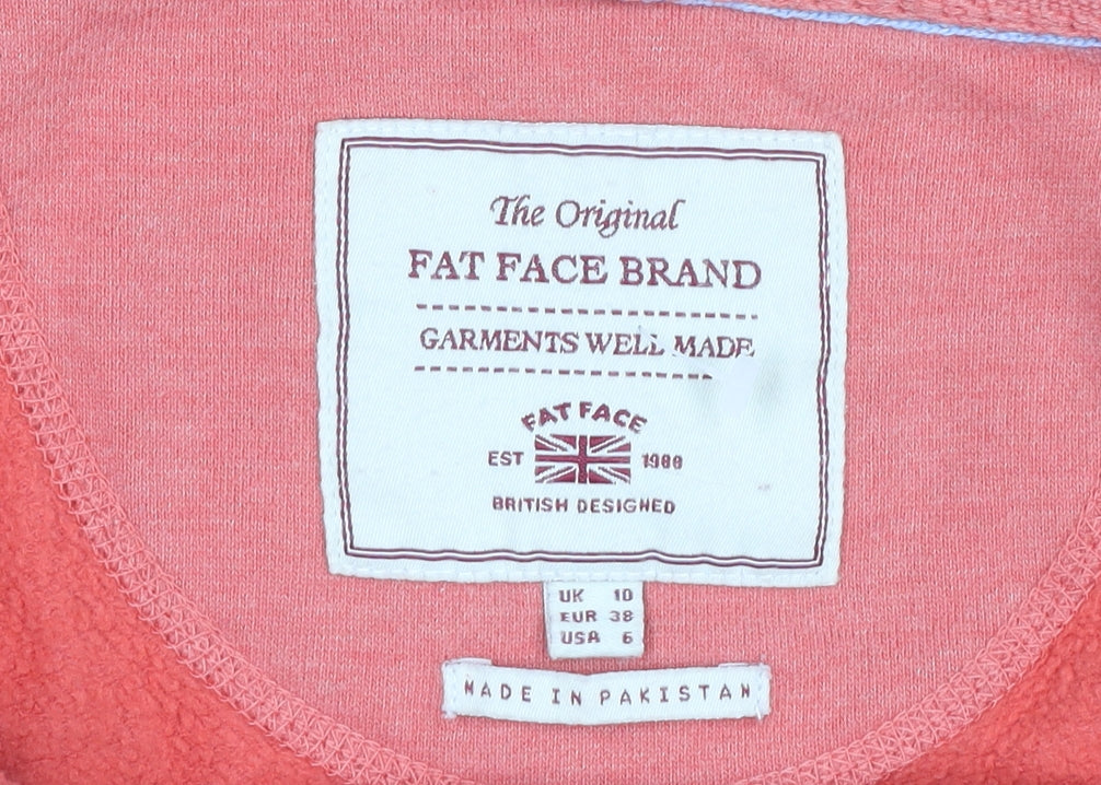 Womens UK Size 10 Fat Face Pink Full Zip Hoodie