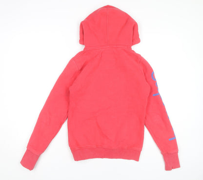 Superdry Women's Pink Hoodie XS Graphic Pullover Casual Cotton Blend