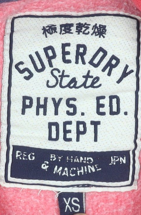 Superdry Women's Pink Hoodie XS Graphic Pullover Casual Cotton Blend