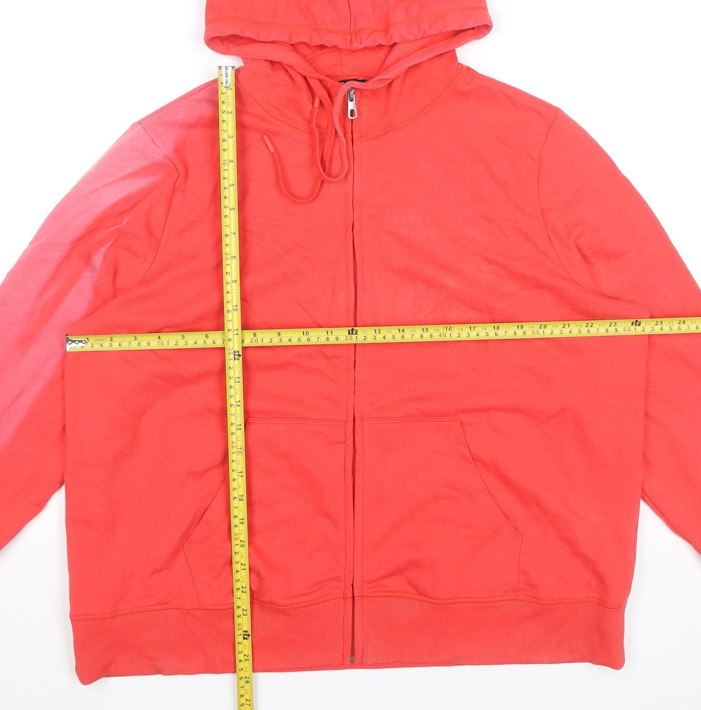 C&A Womens Red Full Zip Hoodie Sweatshirt Size 2XL Cotton Blend