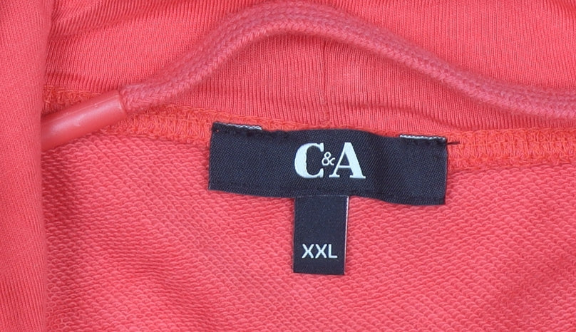 C&A Womens Red Full Zip Hoodie Sweatshirt Size 2XL Cotton Blend