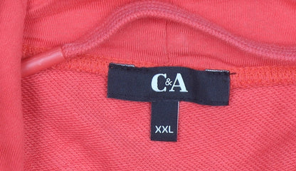 C&A Womens Red Full Zip Hoodie Sweatshirt Size 2XL Cotton Blend