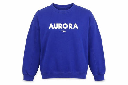 Toright Womens Blue Crew Neck Pullover Sweatshirt Small Aurora Print