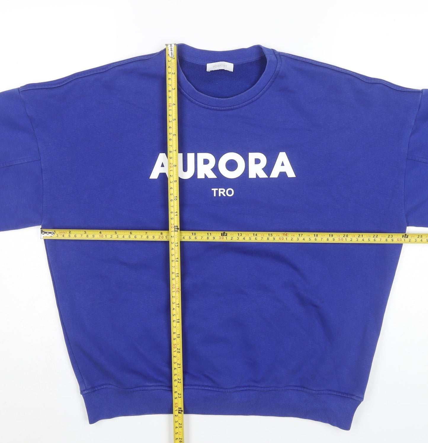Toright Womens Blue Crew Neck Pullover Sweatshirt Small Aurora Print
