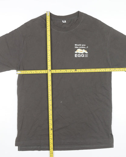 5/O Men's Grey Graphic Print Cotton T-Shirt Size S Funny Food Theme