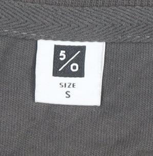 5/O Men's Grey Graphic Print Cotton T-Shirt Size S Funny Food Theme