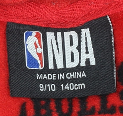 NBA Boys Black Red Chicago Bulls Fleece Pyjama Set 9-10 Years