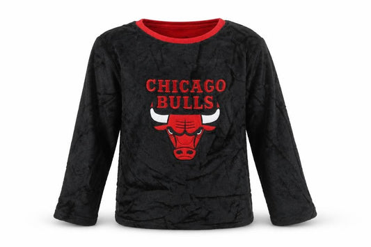 NBA Boys Black Chicago Bulls Fleece Pyjama Top 9-10 Years Long Sleeve