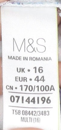 Womens UK Size 16 Marks and Spencer Multicoloured Classic Blouse