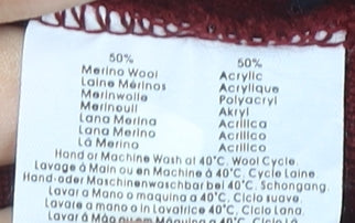 Wolsey Men’s Red V-Neck Wool Blend Jumper Size L Classic Knit