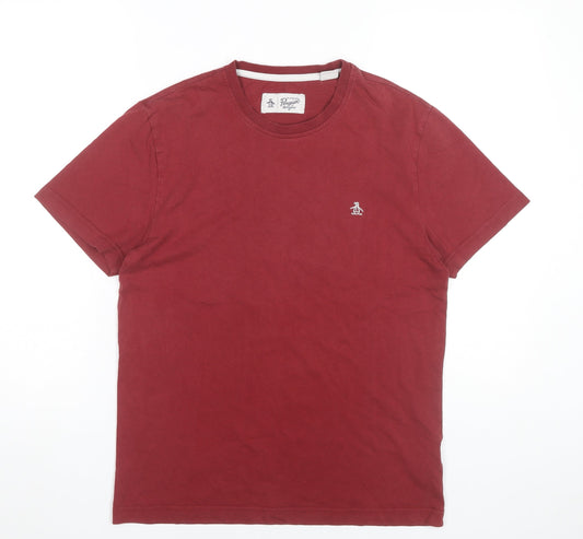 Original Penguin Men's Red Cotton Crew Neck T-Shirt Size M