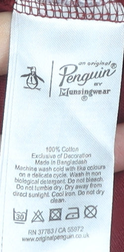 Original Penguin Men's Red Cotton Crew Neck T-Shirt Size M