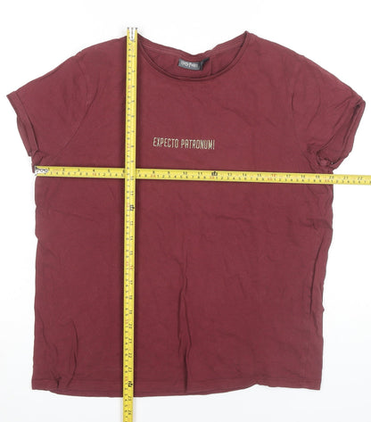 Womens UK Size M Harry Potter Red Basic T-Shirt