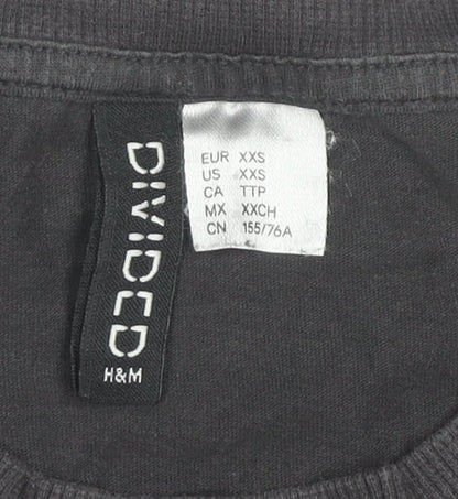 Womens UK Size 2XS H&M Black Basic T-Shirt