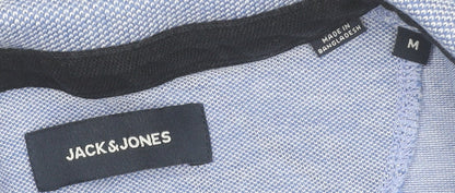Jack & Jones Men's Blue Polo Shirt Size M Cotton Short Sleeve