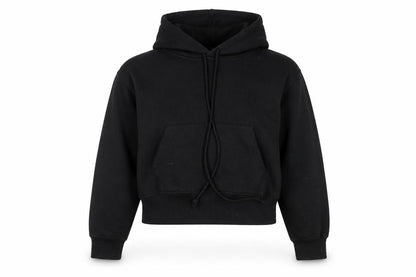 Zara Women Black L Hoodie Pullover Cropped Sweatshirt Cotton Blend