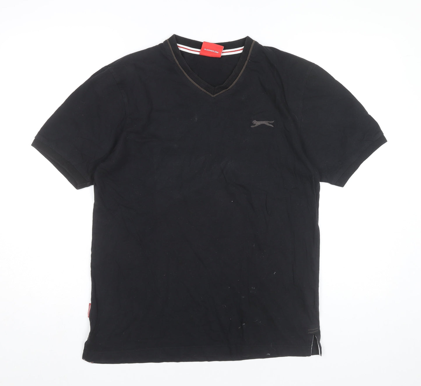 Slazenger Men’s Black Small V-Neck Cotton Short Sleeve T-Shirt