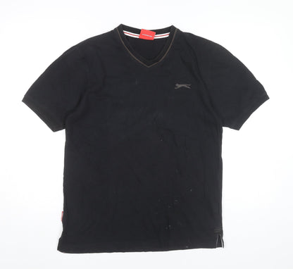 Slazenger Men’s Black Small V-Neck Cotton Short Sleeve T-Shirt