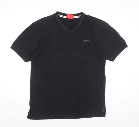 Slazenger Men’s Black Small V-Neck Cotton Short Sleeve T-Shirt