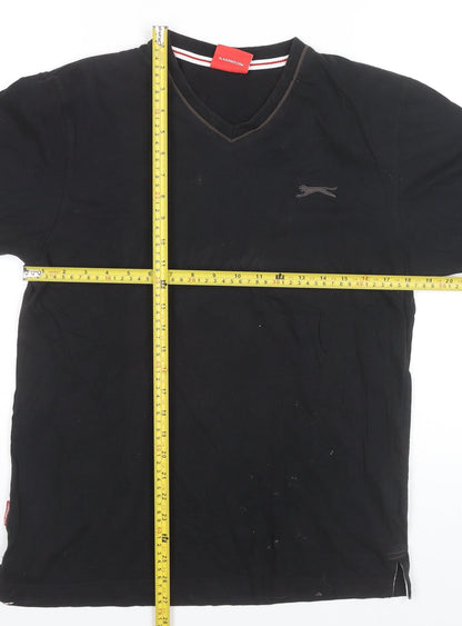 Slazenger Men’s Black Small V-Neck Cotton Short Sleeve T-Shirt