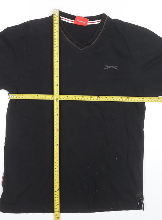 Slazenger Men’s Black Small V-Neck Cotton Short Sleeve T-Shirt
