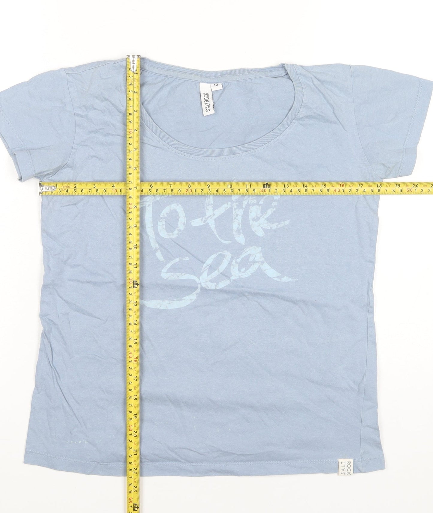 Womens UK Size 12 Saltrock Blue Basic T-Shirt