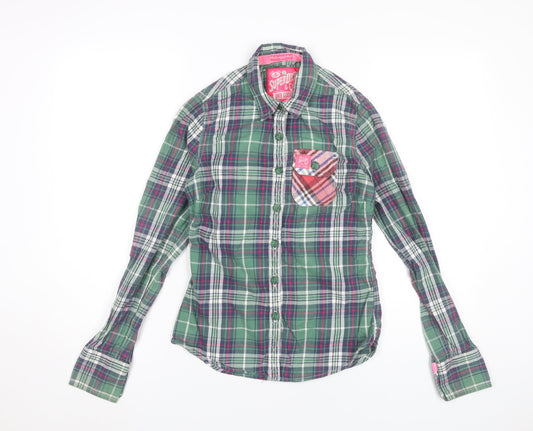 Womens UK Size 2XS Superdry Green Classic Button-Up