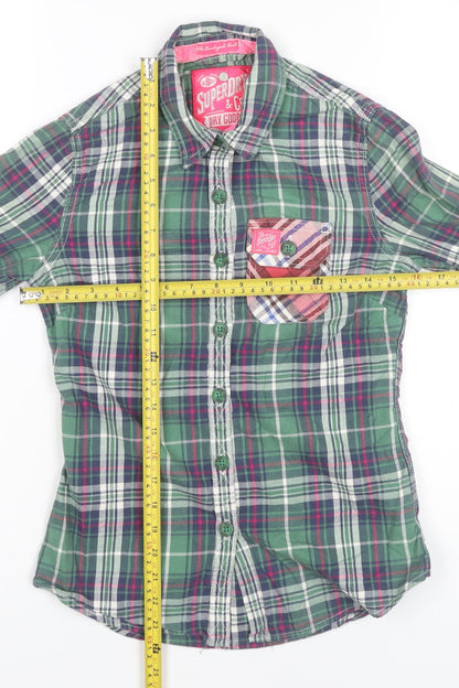 Womens UK Size 2XS Superdry Green Classic Button-Up
