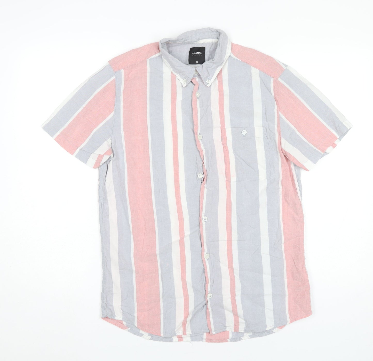 Burton Menswear London Men’s Multicoloured Striped Short Sleeve Button-Up Shirt M