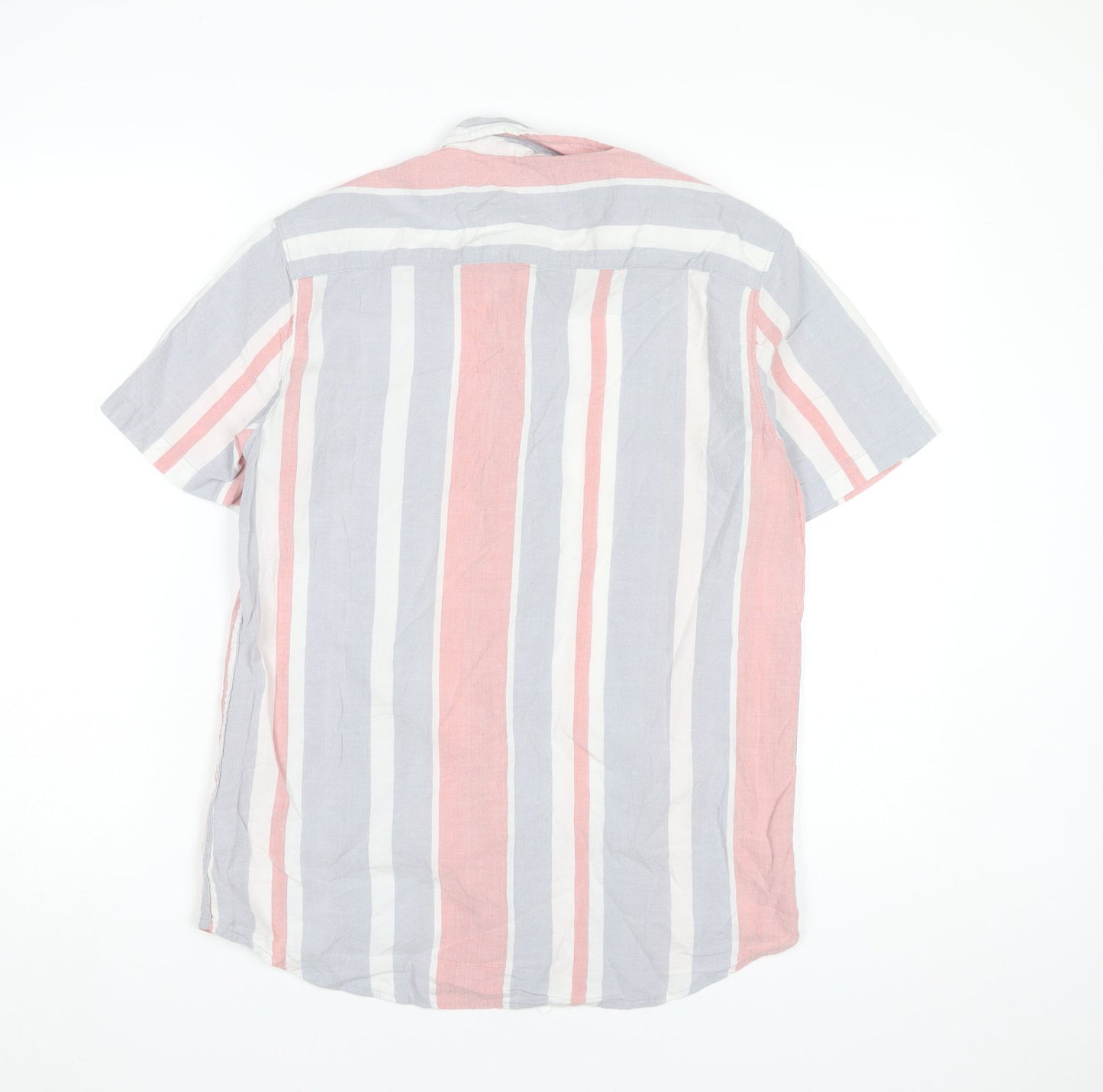 Burton Menswear London Men’s Multicoloured Striped Short Sleeve Button-Up Shirt M