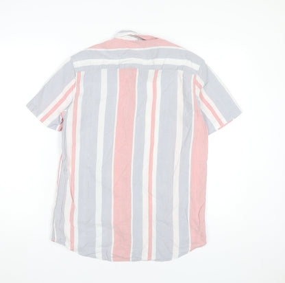 Burton Menswear London Men’s Multicoloured Striped Short Sleeve Button-Up Shirt M