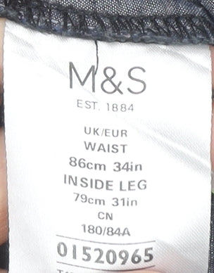 Marks and Spencer Men’s Grey Chino Trousers 34W 31L Cotton