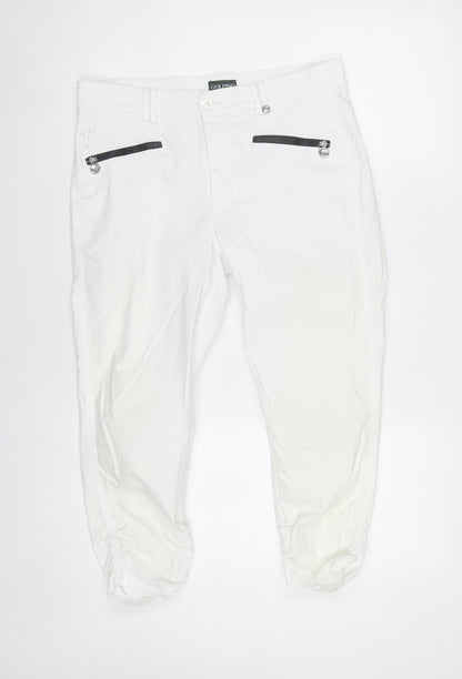 Golfino Women White Cotton Blend Jogger Trousers Size 14