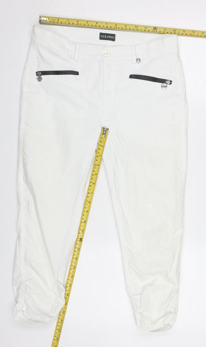 Golfino Women White Cotton Blend Jogger Trousers Size 14