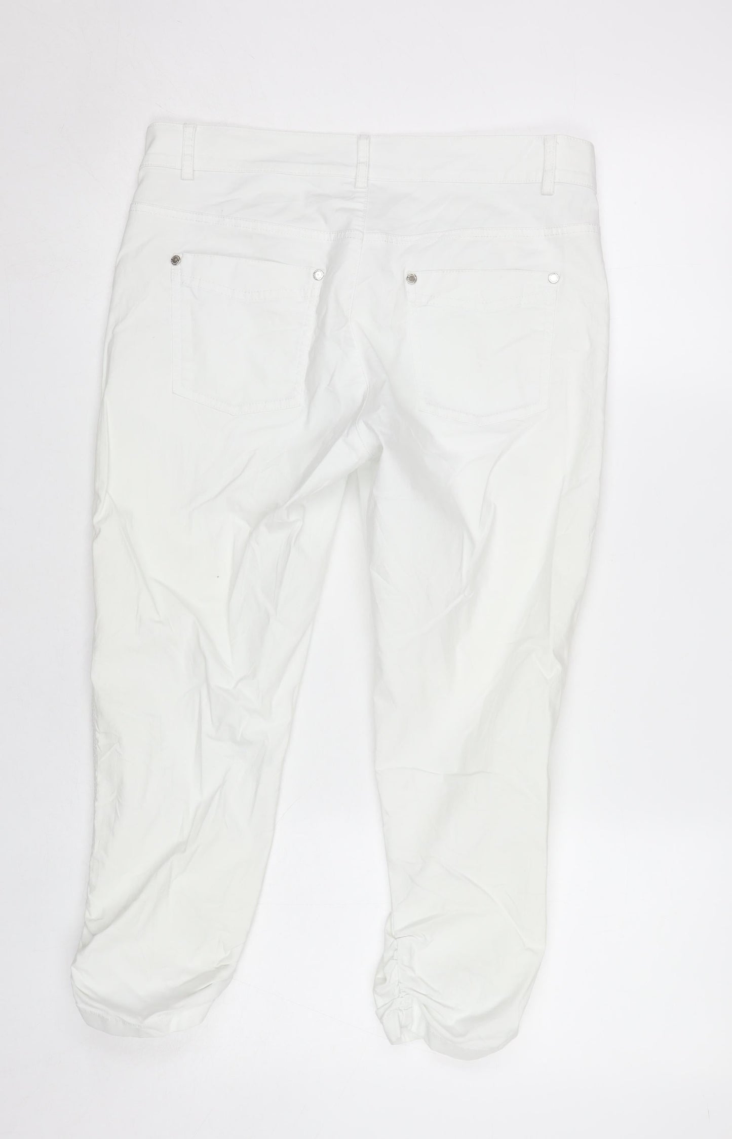 Golfino Women White Cotton Blend Jogger Trousers Size 14