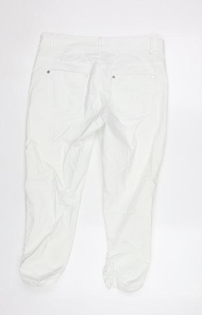 Golfino Women White Cotton Blend Jogger Trousers Size 14