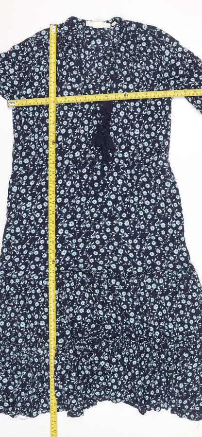 H&M Women’s Blue Floral Midi Maxi Dress Size 8 Boho Viscose